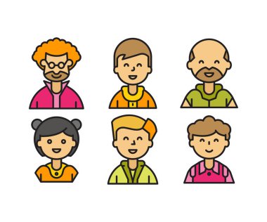 insan karakterleri ve avatarlar simgeleri illüstrasyonu