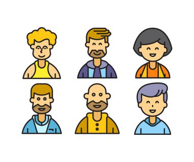 insan karakterleri ve avatarlar simgeleri illüstrasyonu