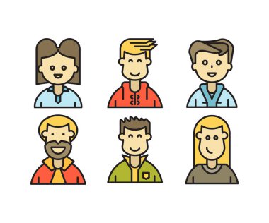 insan karakterleri ve avatarlar simgeleri illüstrasyonu