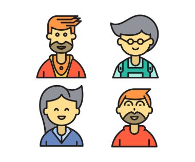 insan karakterleri ve avatarlar simgeleri illüstrasyonu