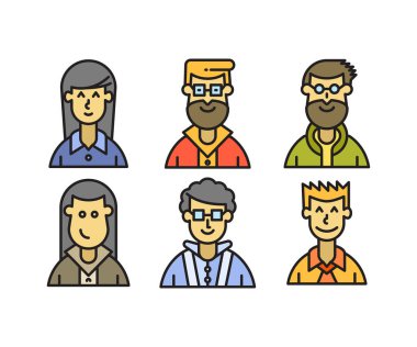 insan karakterleri ve avatarlar simgeleri illüstrasyonu