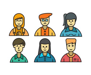 insan karakterleri ve avatarlar simgeleri illüstrasyonu