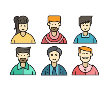 insan karakterleri ve avatarlar simgeleri illüstrasyonu