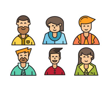 insan karakterleri ve avatarlar simgeleri illüstrasyonu