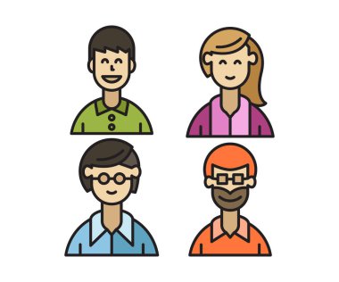 insan karakterleri ve avatarlar simgeleri illüstrasyonu