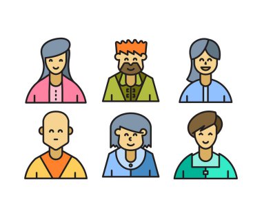 insan karakterleri ve avatarlar simgeleri illüstrasyonu