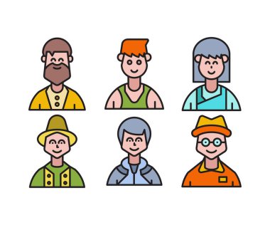 insan karakterleri ve avatarlar simgeleri illüstrasyonu