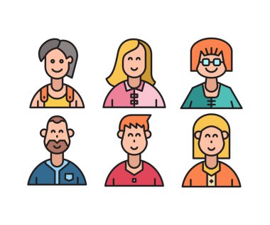 insan karakterleri ve avatarlar simgeleri illüstrasyonu