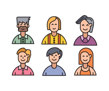 insan karakterleri ve avatarlar simgeleri illüstrasyonu