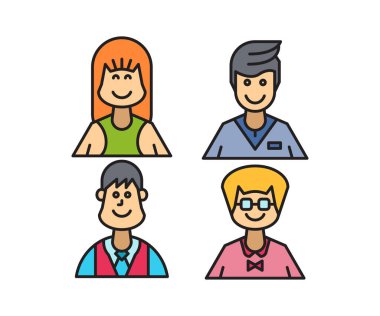 insan karakterleri ve avatarlar simgeleri illüstrasyonu