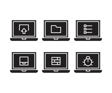 dizüstü bilgisayar ve kullanıcı arayüzü vektör resimlemesi