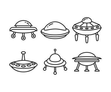 Uçan daire ve UFO simgeleri çizim çizelgesi