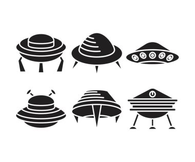 UFO simgeleri vektör illüstrasyonunu ayarla