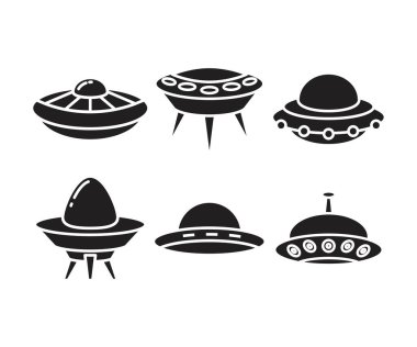 UFO simgeleri vektör illüstrasyonunu ayarla