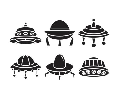 UFO simgeleri vektör illüstrasyonunu ayarla