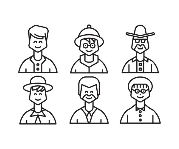 Personnages Avatars Icônes Illustration Ligne — Image vectorielle