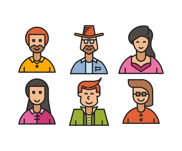 Personas Personajes Avatares Iconos Ilustración — Vector de stock