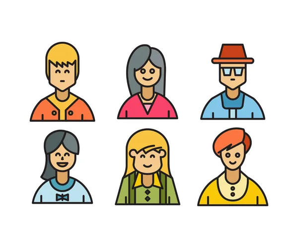Personas Personajes Avatares Iconos Ilustración — Vector de stock