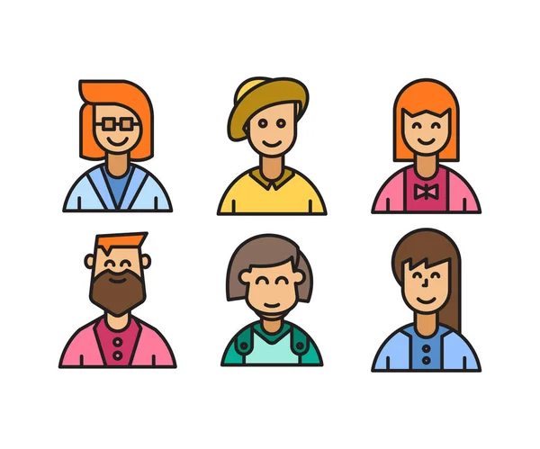 Pessoas Personagens Avatares Ícones Ilustração —  Vetores de Stock