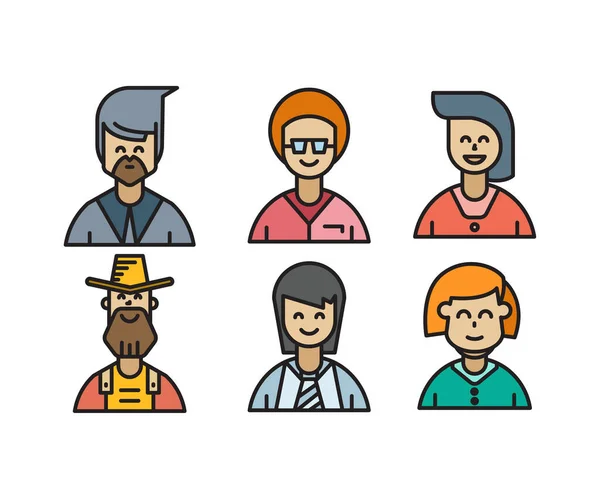 People Characters Avatars Icons Illustration — Stock Vector