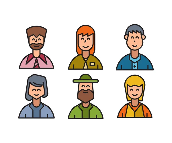 Pessoas Personagens Avatares Ícones Ilustração — Vetor de Stock