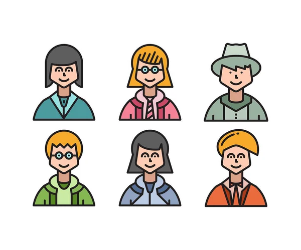 Personnages Personnages Avatars Icônes Illustration — Image vectorielle