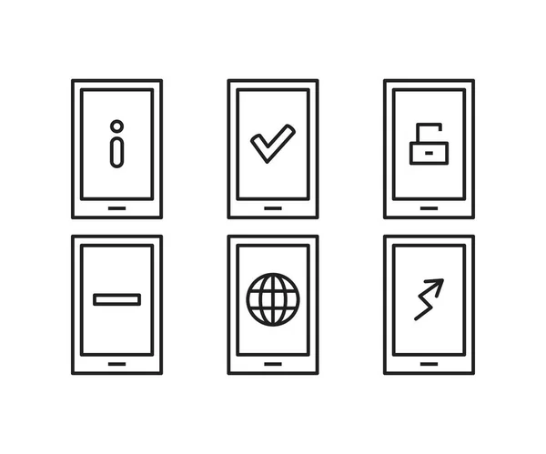 Smartphone User Interface Line Icons Vector Illustration — Stock Vector