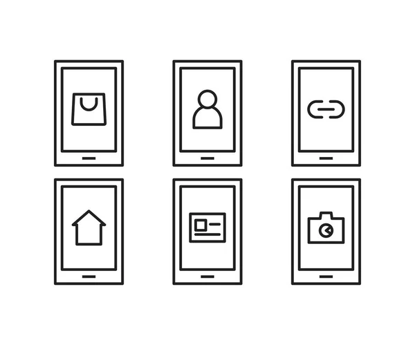 Ícones Linha Smartphone Interface Usuário Ilustração Vetorial —  Vetores de Stock
