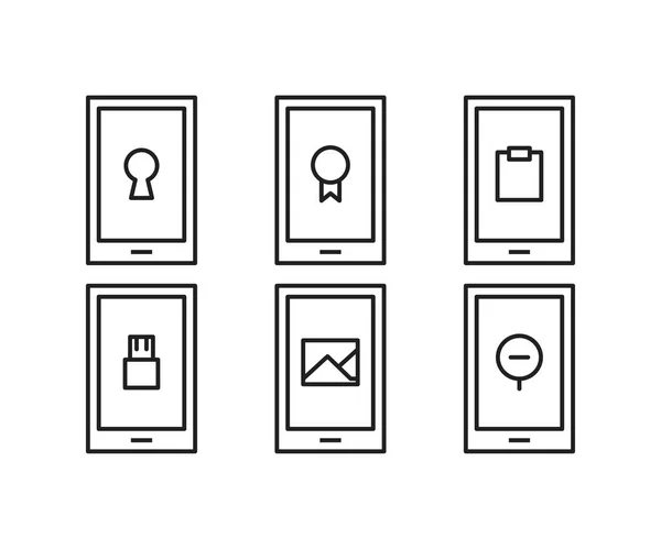 Ícones Linha Smartphone Interface Usuário Ilustração Vetorial —  Vetores de Stock