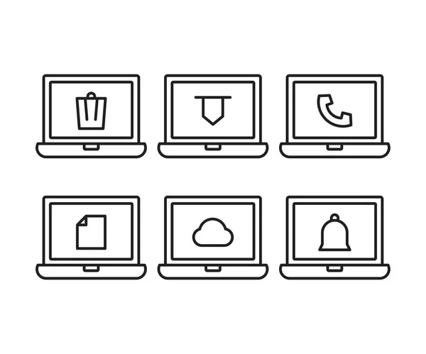 Піктограми Лінії Ноутбука Інтерфейсу Користувача — стоковий вектор