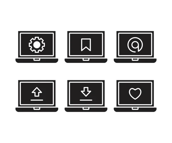 Laptop User Interface Icons Vector Illustration — Stock Vector