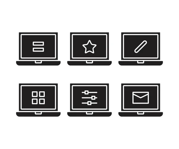 Laptop Gebruikersinterface Pictogrammen Vector Illustratie — Stockvector