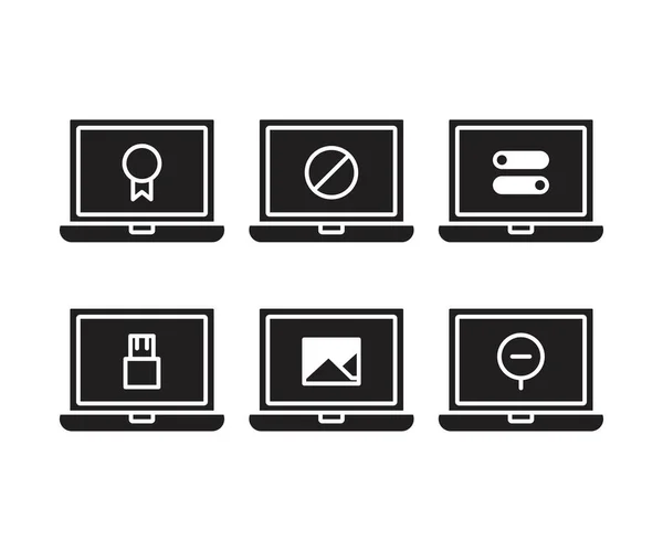 Laptop Ícones Interface Usuário Ilustração Vetorial —  Vetores de Stock