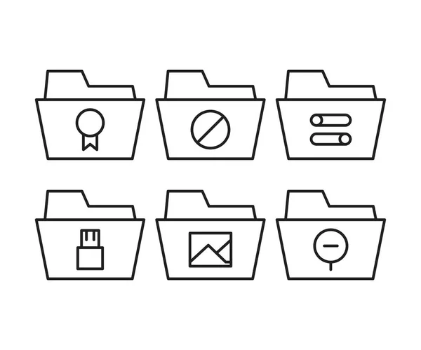 Illustration Vectorielle Ligne Icônes Dossier Interface Utilisateur — Image vectorielle