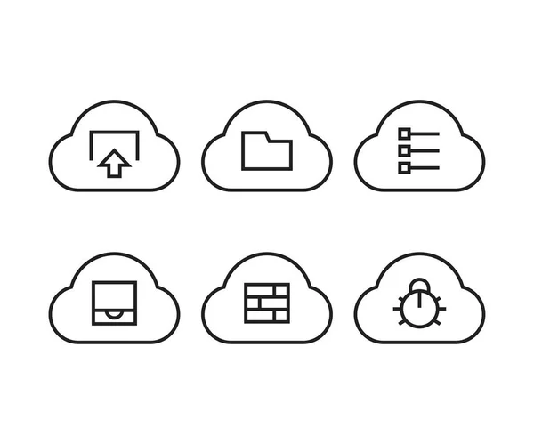 Computación Nube Iconos Interfaz Usuario Ilustración Vectorial — Vector de stock