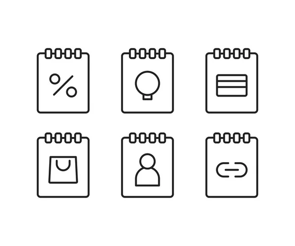 Notepad Ícones Linha Interface Usuário Ilustração Vetorial — Vetor de Stock