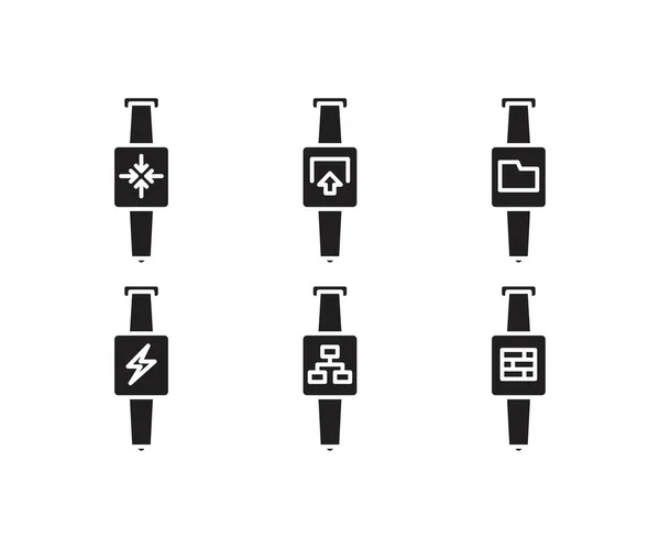 Smartwatch Gebruikersinterface Pictogrammen Ingesteld — Stockvector