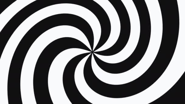 Black White Spiral Background Loop Animation Abstract Motion Line Graphics — Stock Video