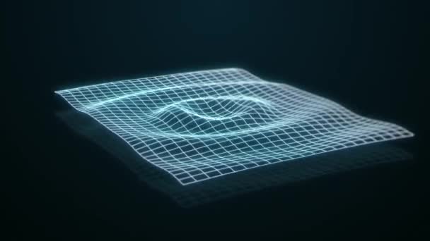 Sonar Wave Scan Wireframe Rotation Loop Animation Цифровые Технологии — стоковое видео