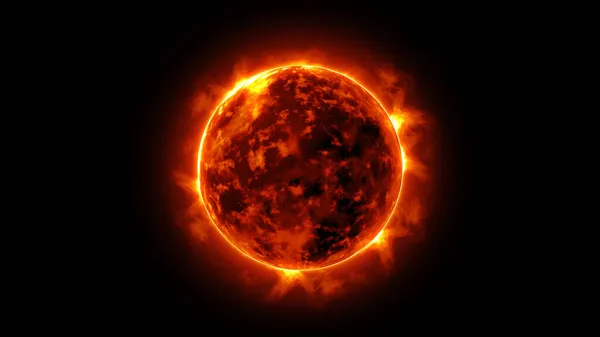 Sol Solar Fundo Preto Queimando Fogo Sobre Distorção Calor Sol — Fotografia de Stock