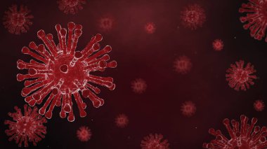 3D Render Red Corona Covid Virüsü Süzülen Sol Tarafın Arkaplanı 19