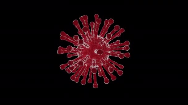 Smyčka Animace Red Corona Covid Virus Rotation 360 Stupeň Covid — Stock video