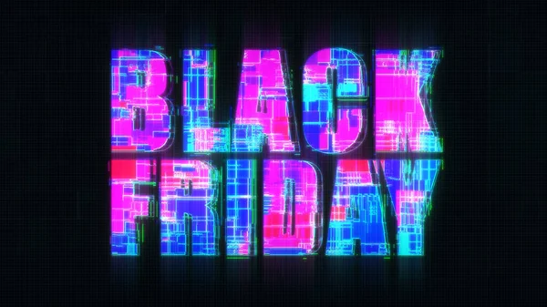 Retro Neon Vintage Black Friday Text Glitch Effect Background Special — Stock Photo, Image