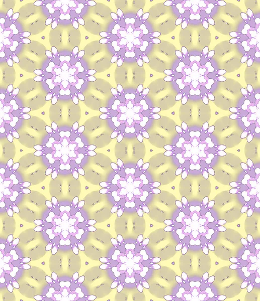 紫色摘要黄色背景下的花卉民俗文化模式 背景和墙纸 艺术设计 室内装饰 — 图库照片