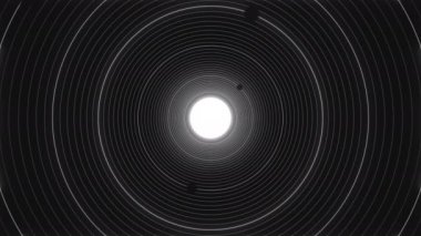 4K Dark Solar Stroke hattı Beyaz Gezegen Döngüsü Animasyon Arkaplanı 'nın yörüngesindedir. Uzay Arkaplanındaki Güç Yerçekimi Vakumu Galaksi Yıldız Alanı
