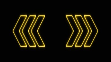 Yellow Directional Arrow neon light road sign LED Background. render neon abstract futuristic hi-tech motion background.