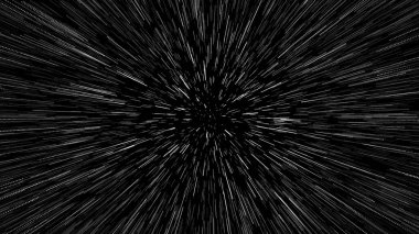 Comic Hyper Jump Speed lines Star field in Black Background. Abstract science fiction energy Hyperspace jump through the stars fast lightspeed journey seamless loop animation.