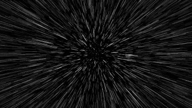 Comic Hyper Jump Speed lines Star field in Black Background. Abstract science fiction energy Hyperspace jump through the stars fast lightspeed journey seamless loop animation. clipart