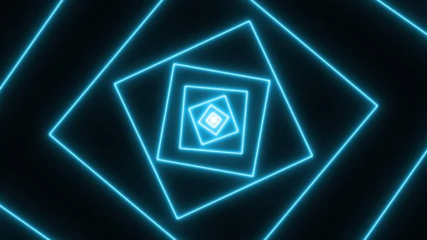 Abstract Square Neon Lines Infinity Zoom Loop Background Render Neon — Stok fotoğraf