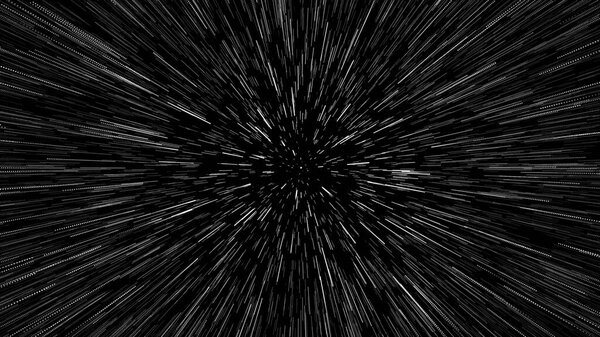 Comic Hyper Jump Speed lines Star field in Black Background. Abstract science fiction energy Hyperspace jump through the stars fast lightspeed journey seamless loop animation.